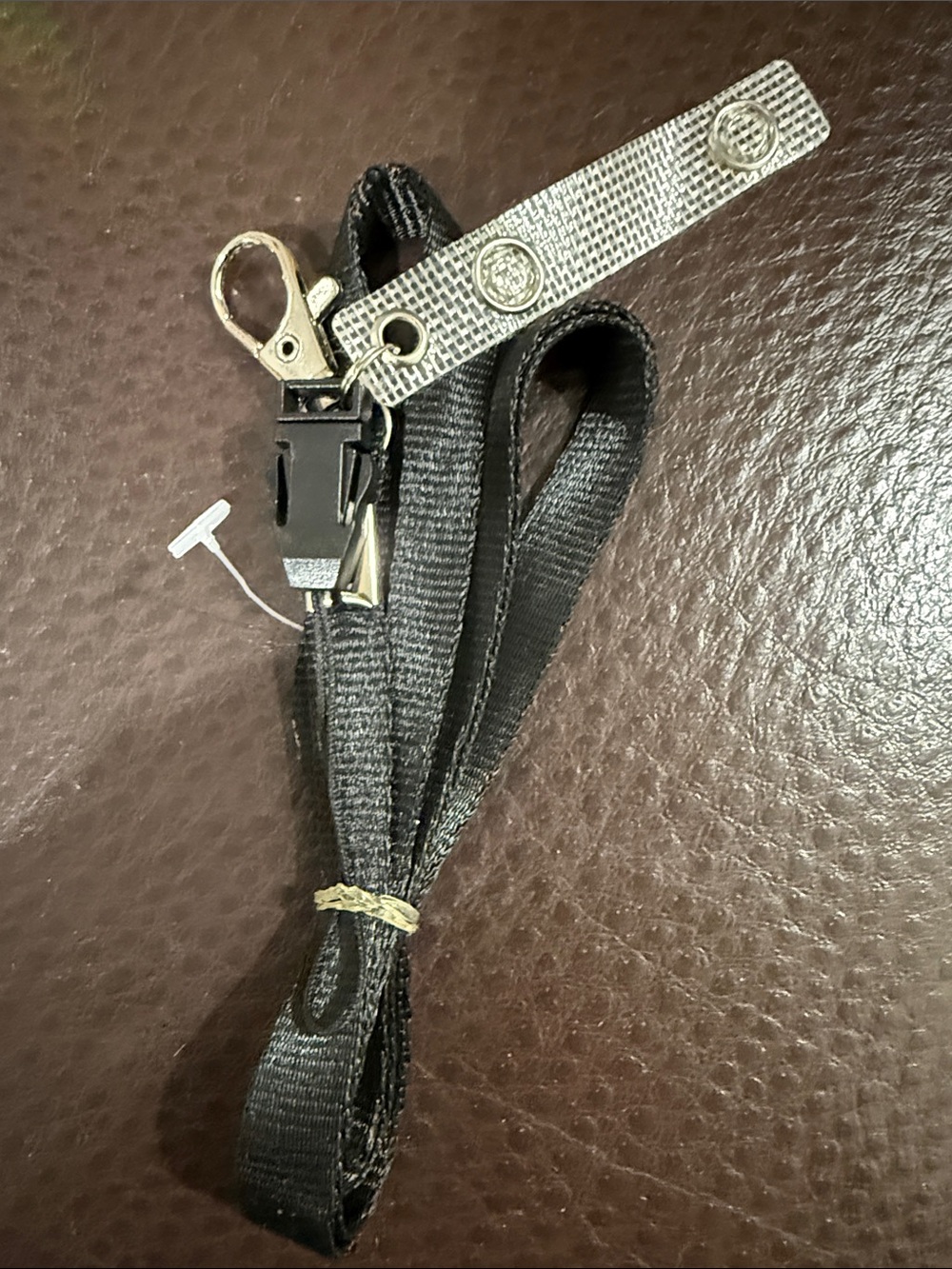 Black Lanyard with Silver Snap Strap and Metal Clip